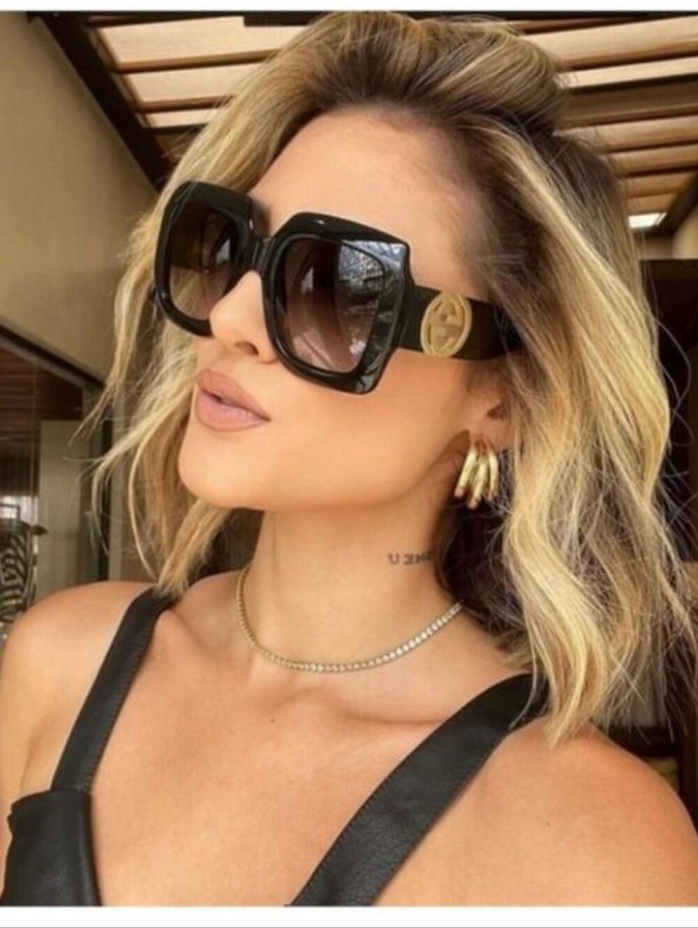 Gucci Black Square Oversized Sunglasses Gg1022s